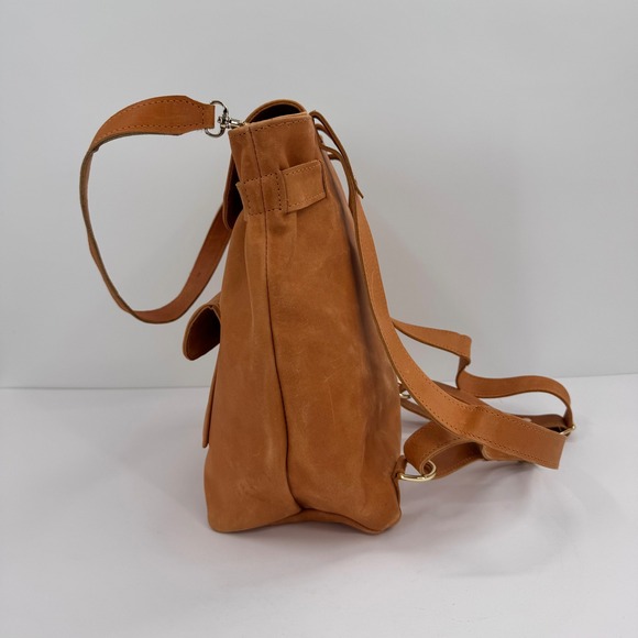 Noonday Collection Convertible Leather Backpack Shoulder Bag Tan Honey Brown main image 6